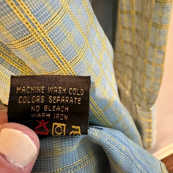 Bugatchi Uomo Flip Cuff Dress Shirt Plaid Long Sleeve Button Up Size L - Picture 10 of 11